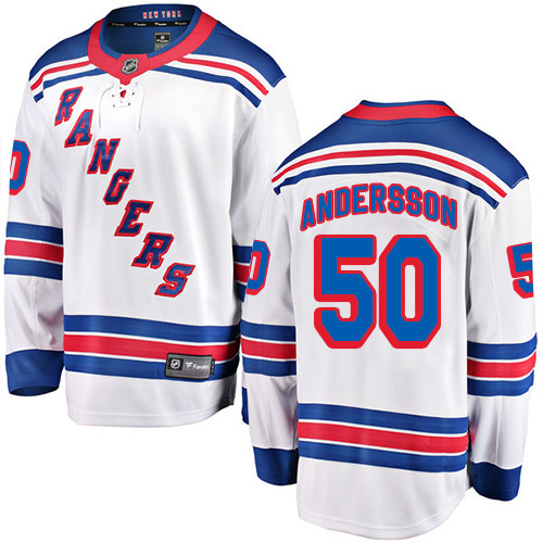 Herren New York Rangers Eishockey Trikot Lias Andersson #50 Breakaway Weiß Fanatics Branded Auswärts